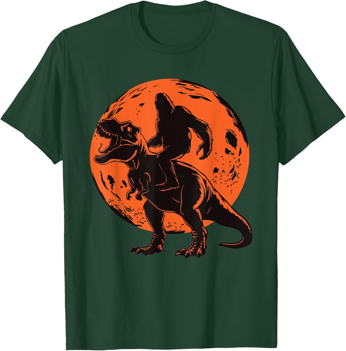 Bigfoot Riding T Rex T-Shirt - T-Shirt | Forest