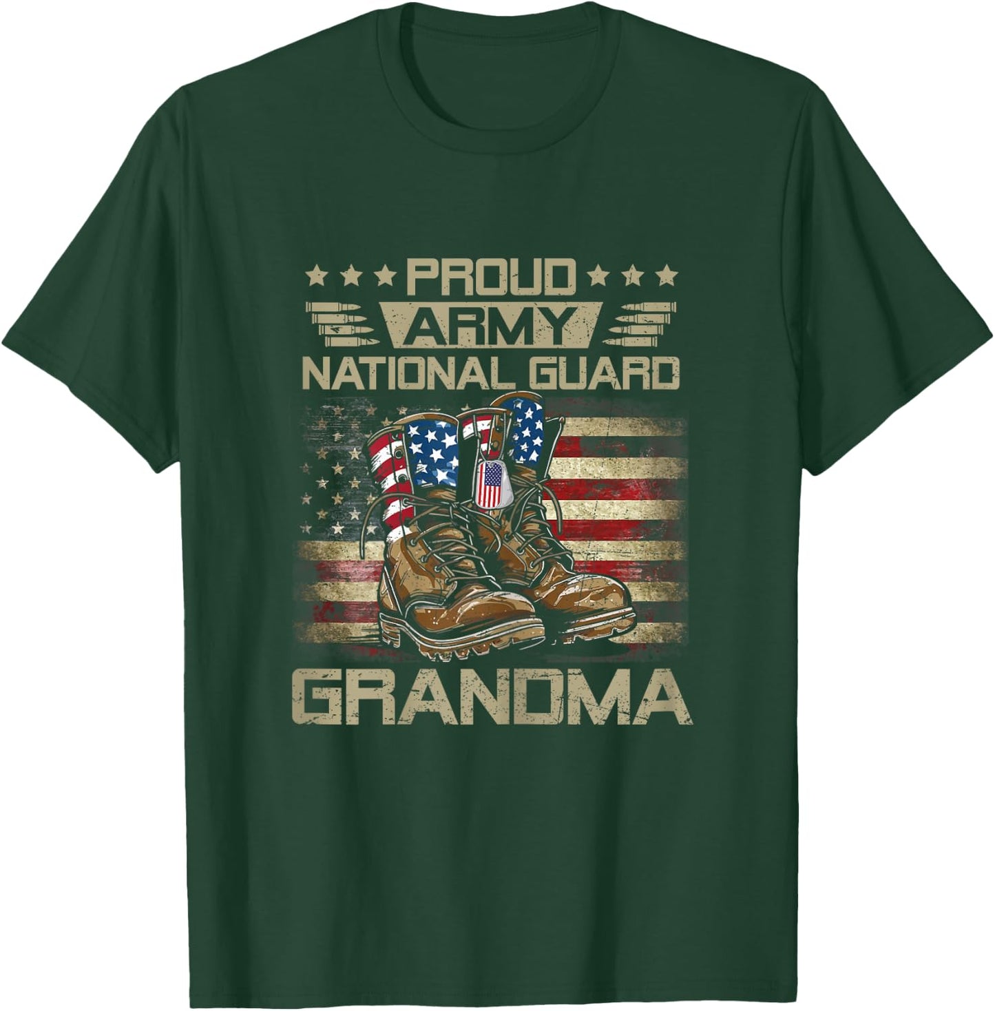 Proud National Guard Grandma Flag US Family Matching T-Shirt - T-Shirt | Forest
