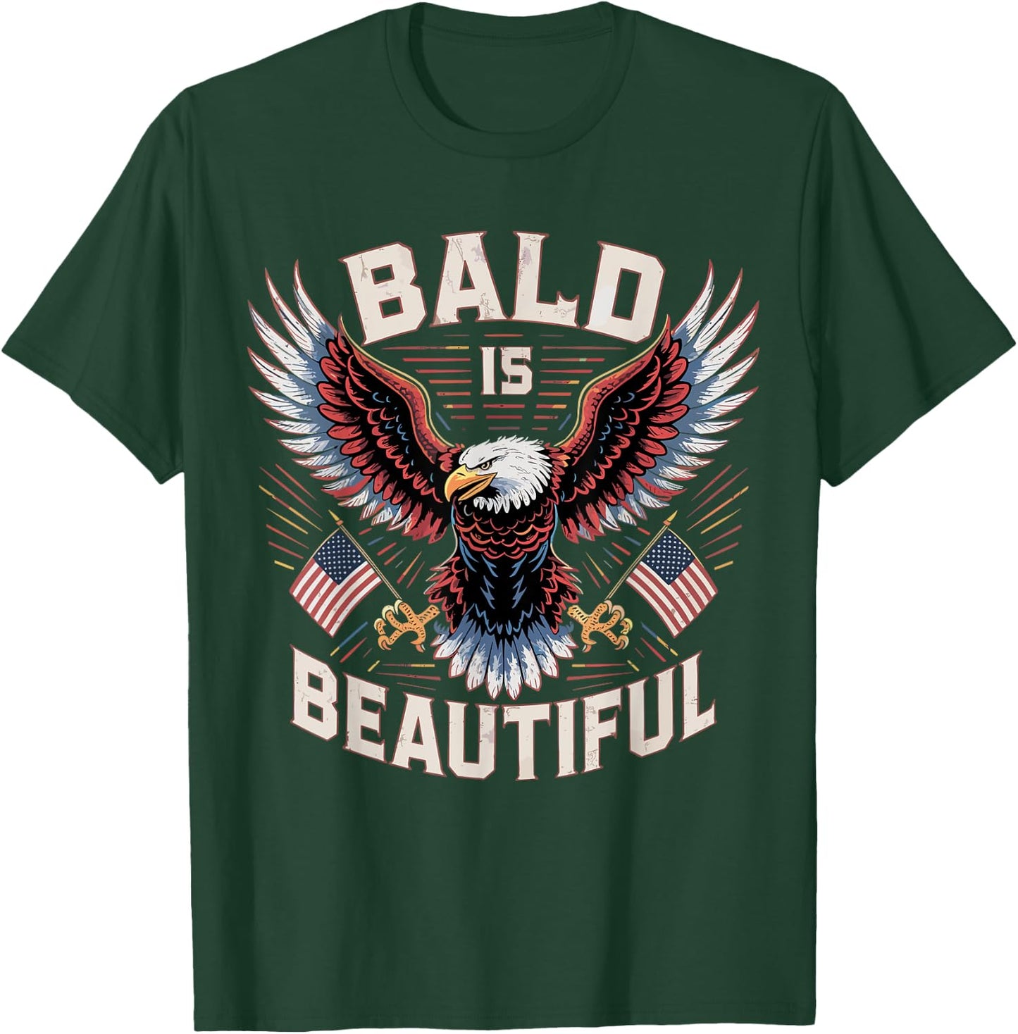 Bald is Beautiful American Bald Eagle USA Flag Kids Men T-Shirt - T-Shirt | Forest