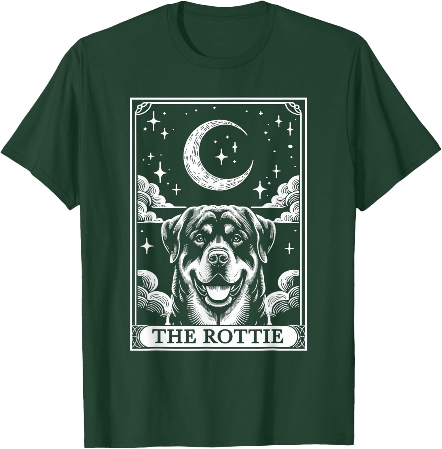 Tarot Card Vintage Crescent Moon Rottweiler Rottie Dog Mom Women Kids T-Shirt - T-Shirt | Forest