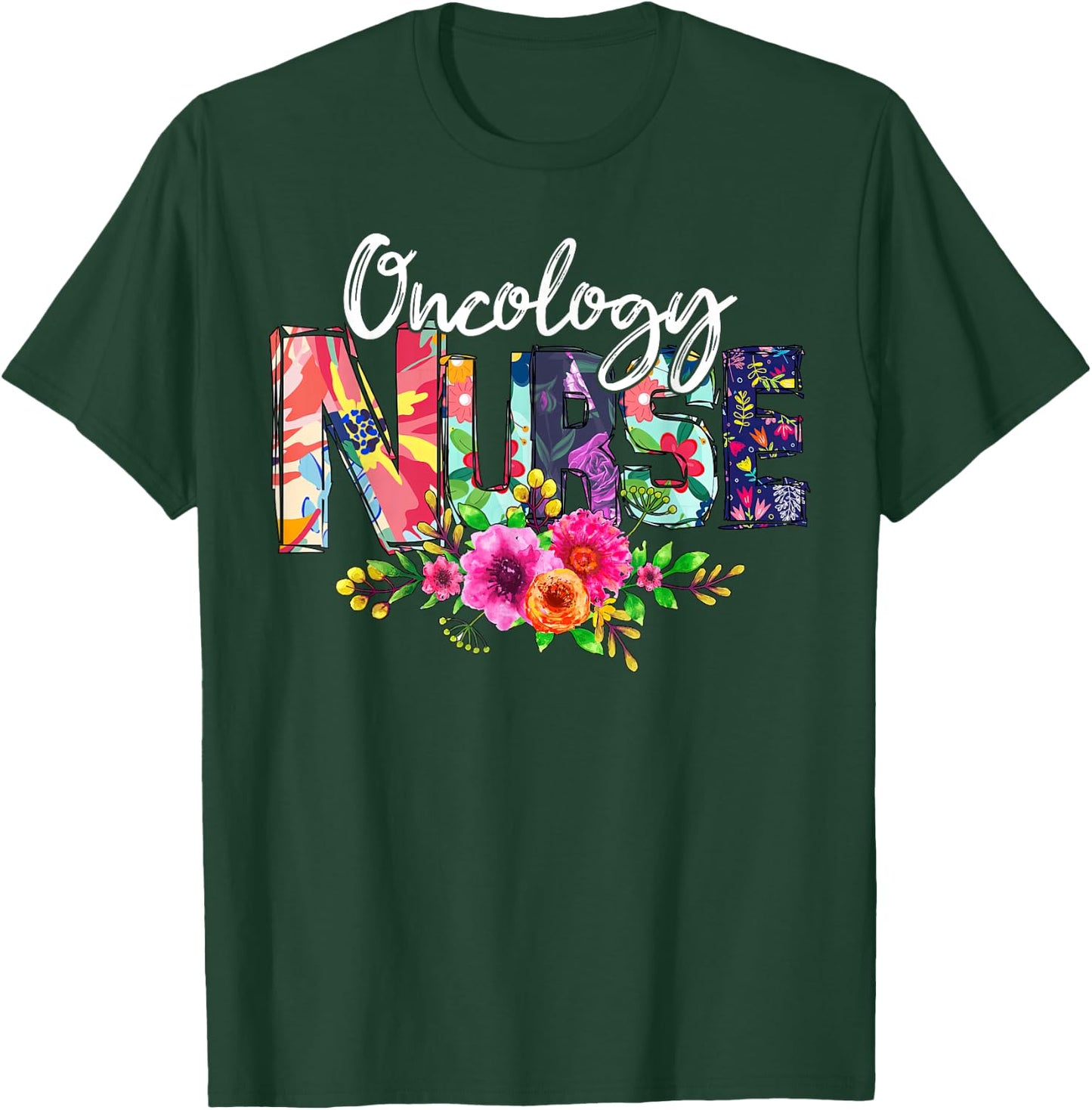 Oncology Nurse Tropical Flowers Summer Hawaii Beach T-Shirt - T-Shirt | Forest