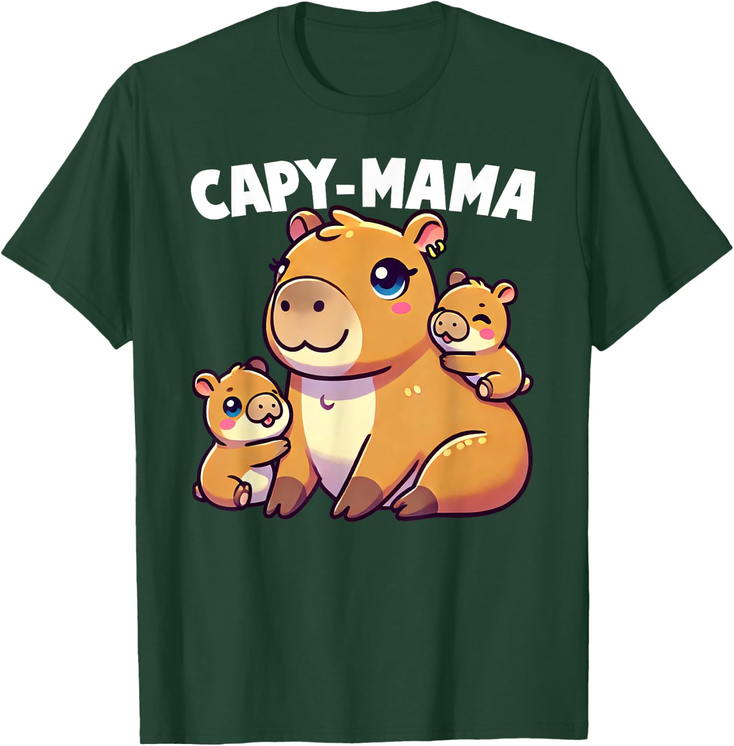 Funny Capybara Capy-Mama Babies Cute Boys Girls Kids T-Shirt - T-Shirt | Forest