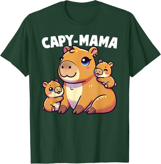 Funny Capybara Capy-Mama Babies Cute Boys Girls Kids T-Shirt - T-Shirt | Forest