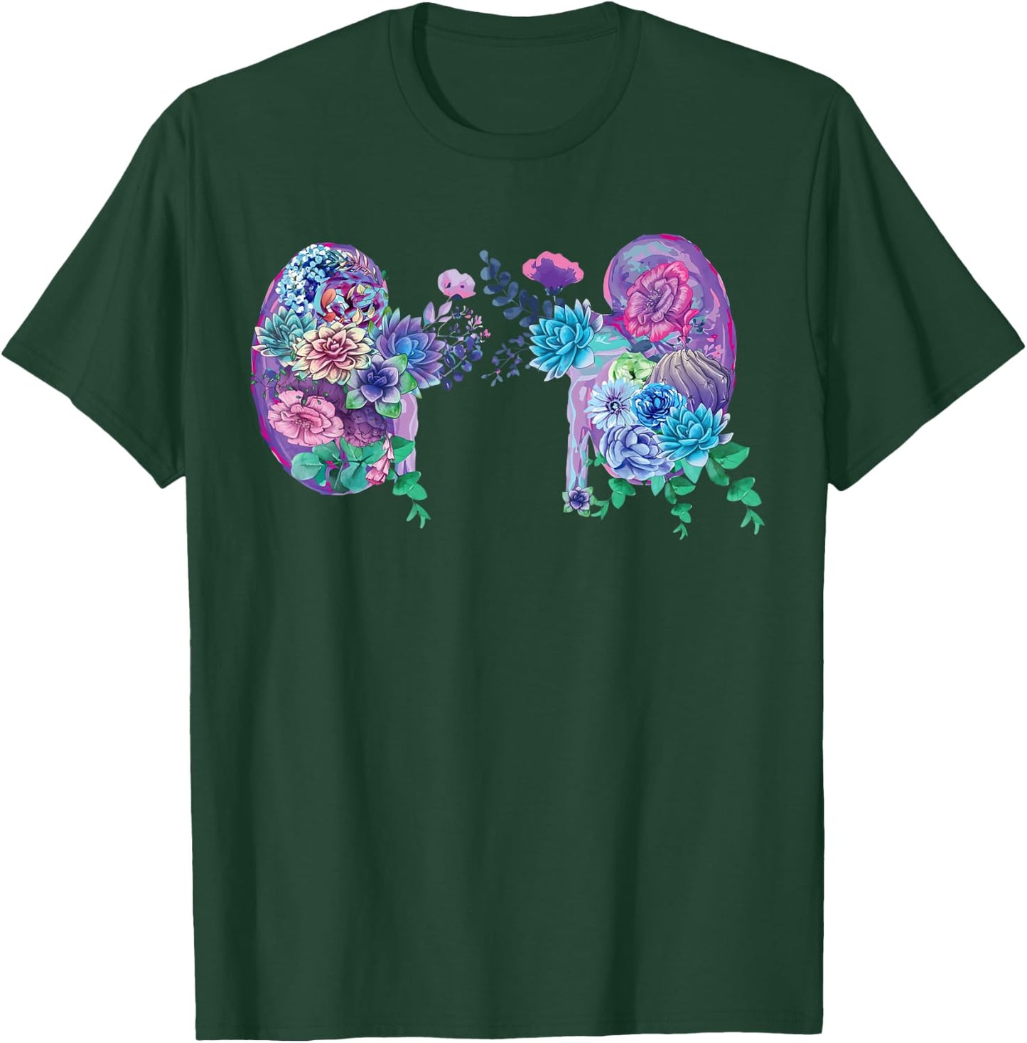 Succulent Kidney Floral Anatomical Kidneys Medical Anatomy T-Shirt - T-Shirt | Forest