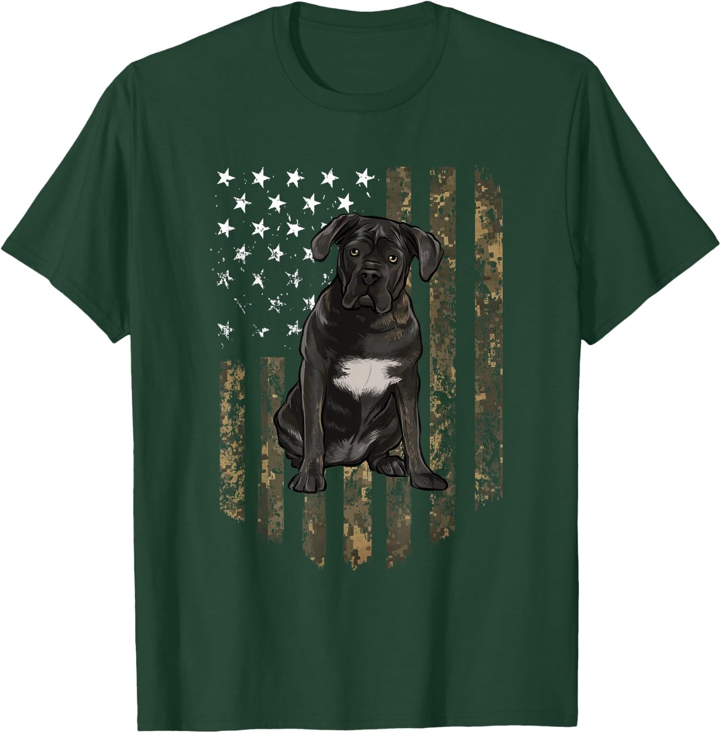 Camo American Flag Cane Corso 4th Of July USA T-Shirt - T-Shirt | Forest