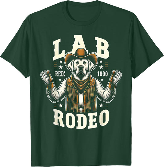 Labrador Retriever Lab Rodeo Cowboy Funny Dog Western T-Shirt - T-Shirt | Forest