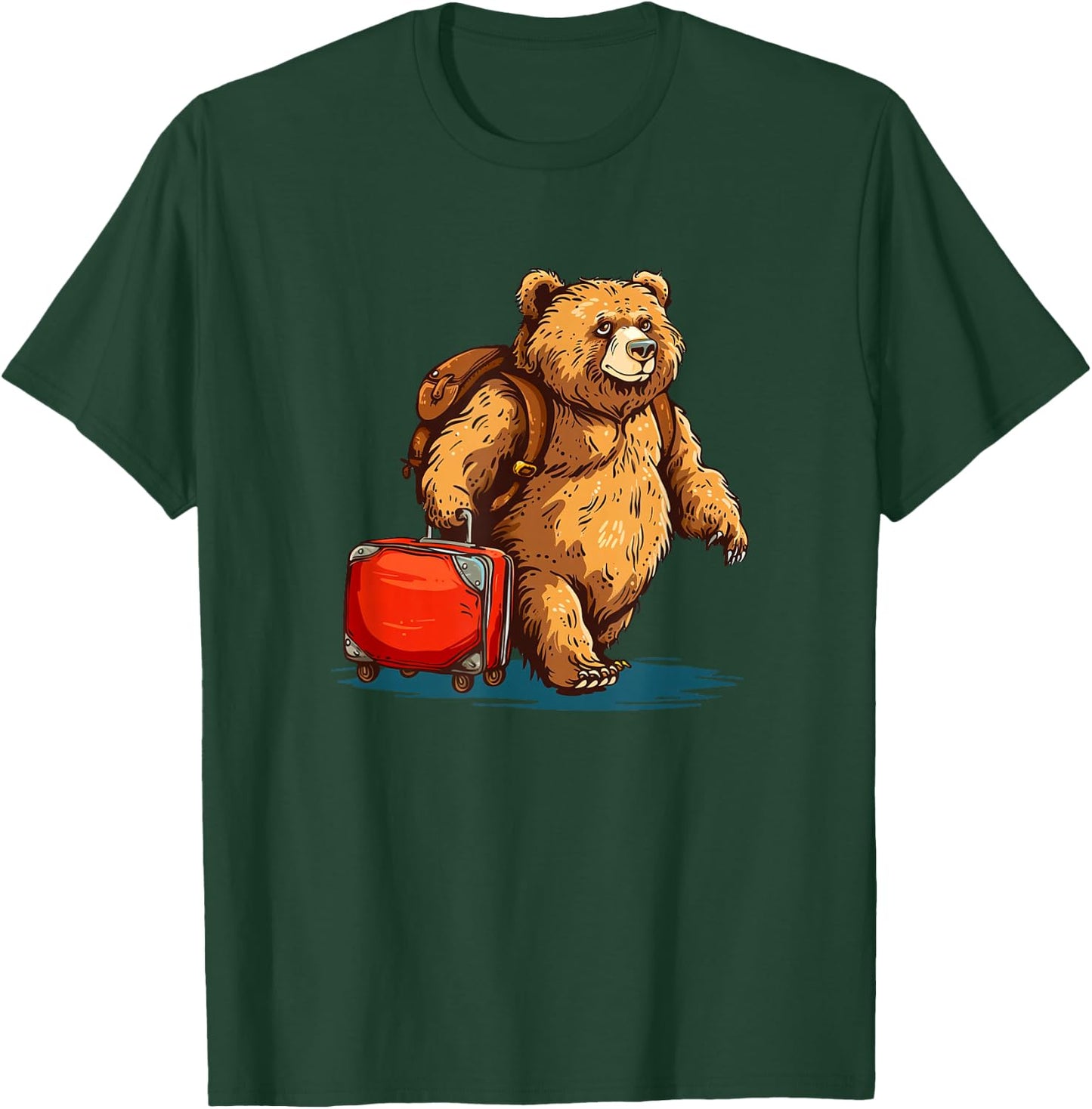 Sweet Traveling Bear with Suitcase for a Cheerful Look T-Shirt - T-Shirt | Forest