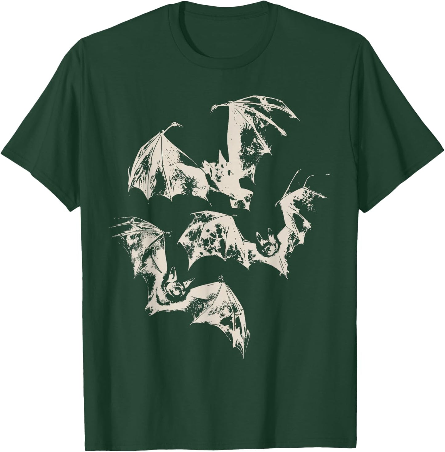 Three Bats Vintage Graphic | Washed Retro Gothic Men Women T-Shirt - T-Shirt | Forest