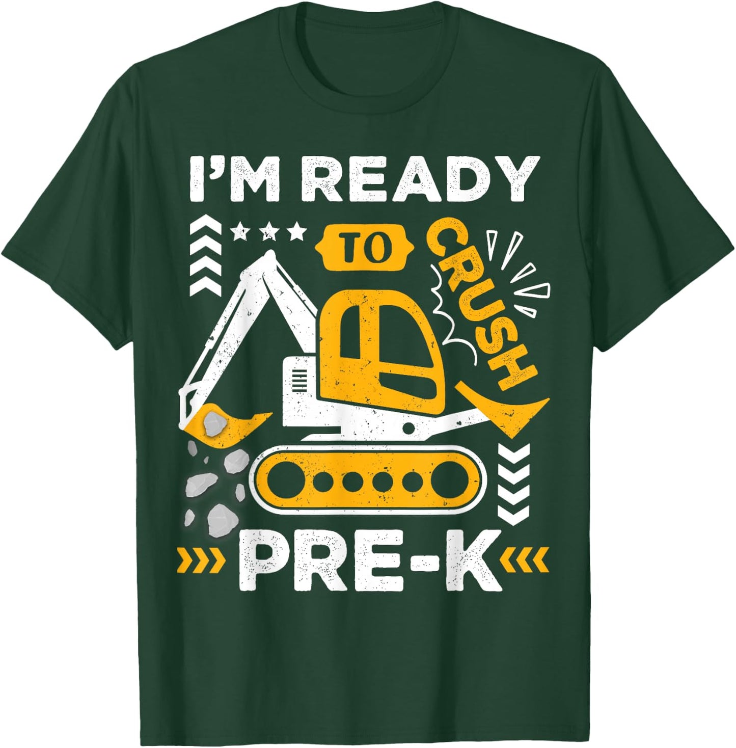 Kids Ready to Crush Preschool Pre-K Construction Truck Boys T-Shirt - T-Shirt | Forest