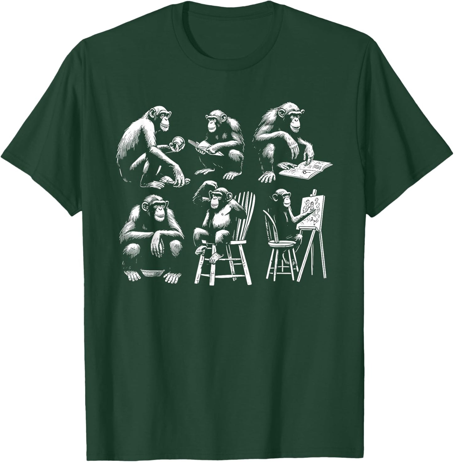 Chimpanzee Evolution Chimps Monkeys T-Shirt - T-Shirt | Forest