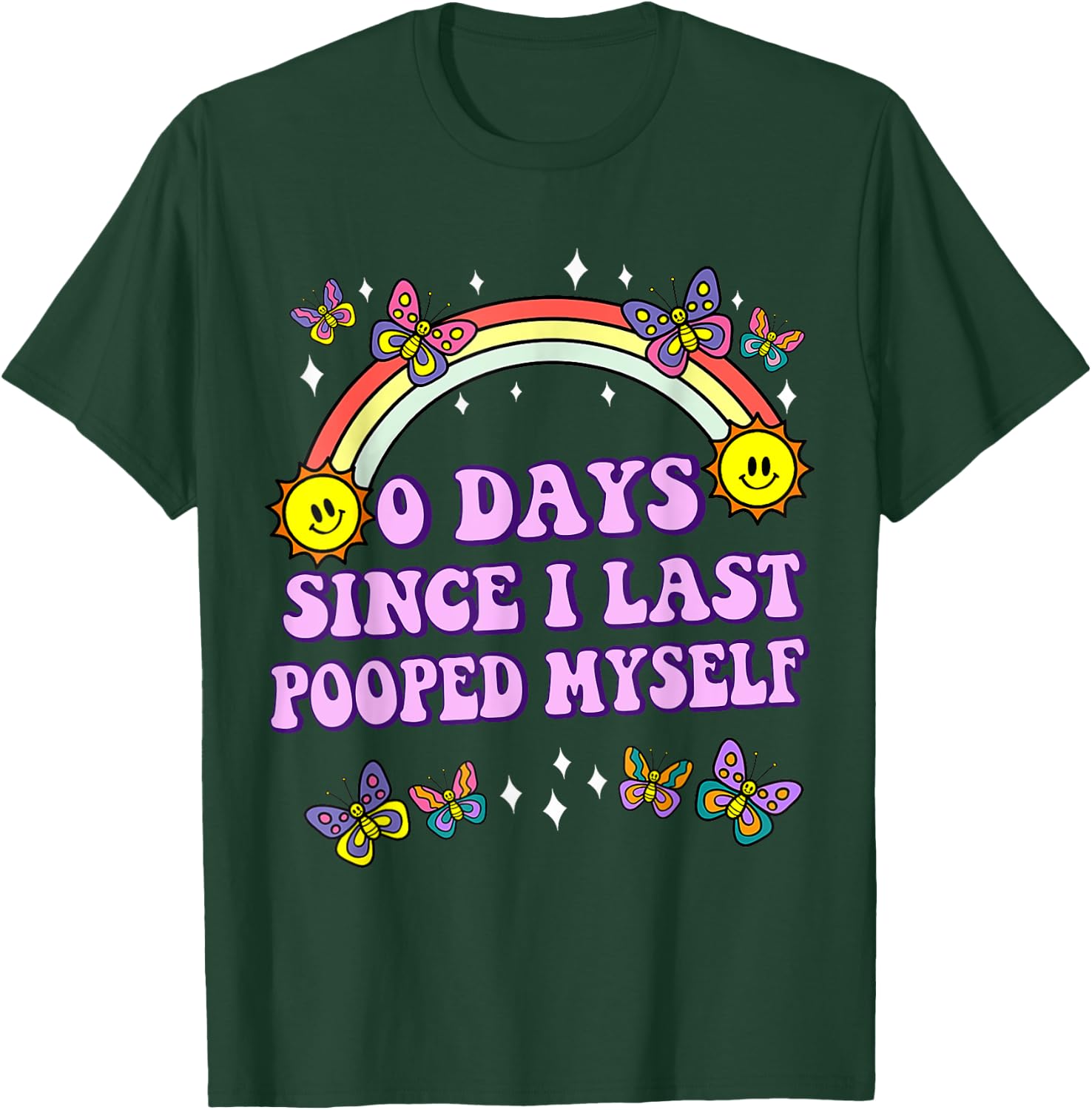 0 Days Since I Last Pooped Myself Funny Adult Humor Meme T-Shirt - T-Shirt | Forest