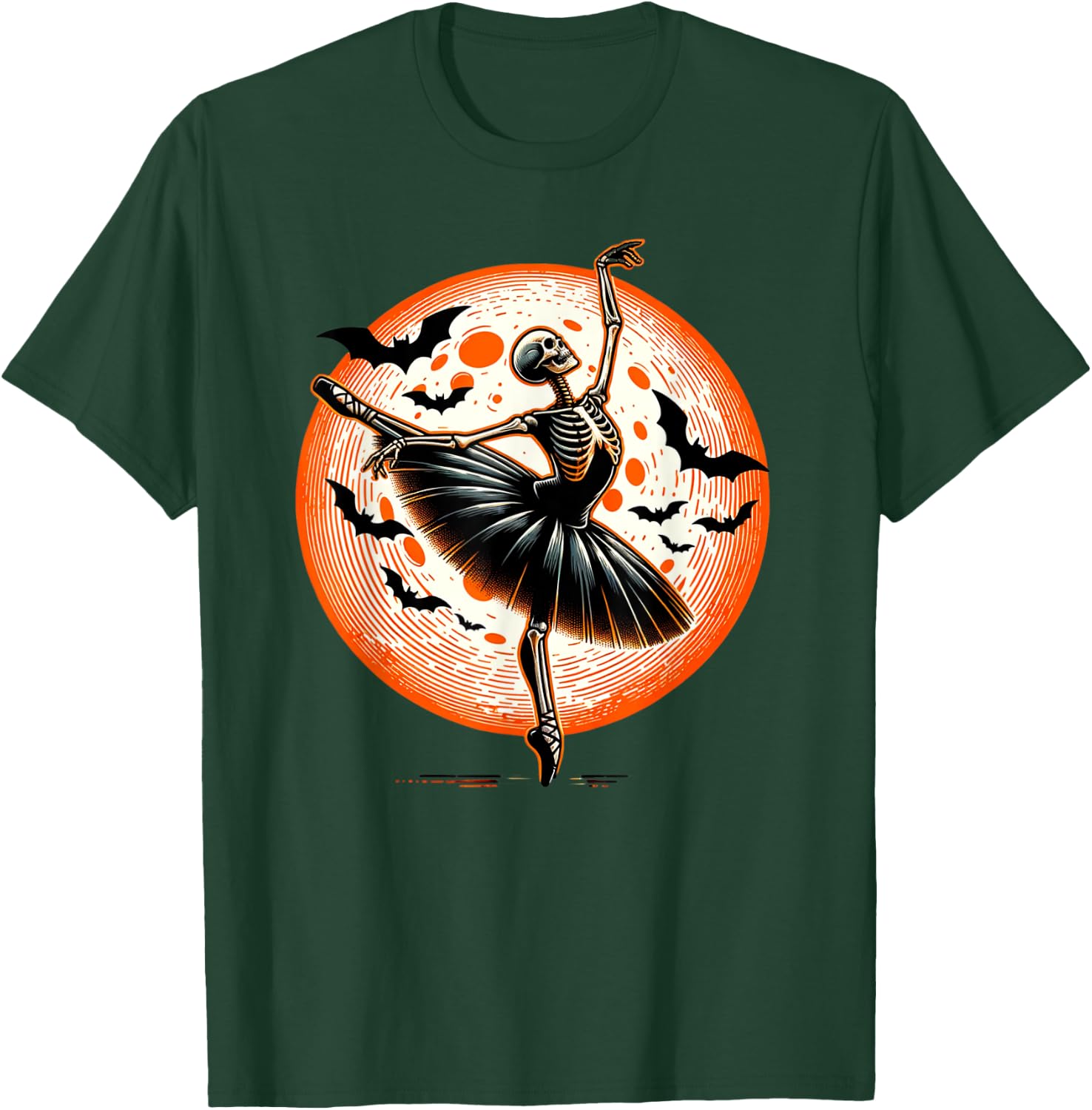 Vintage Dancing Skeleton Ballet Dance Halloween Women Girl T-Shirt - T-Shirt | Forest