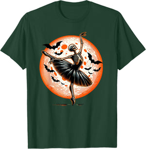 Vintage Dancing Skeleton Ballet Dance Halloween Women Girl T-Shirt - T-Shirt | Forest