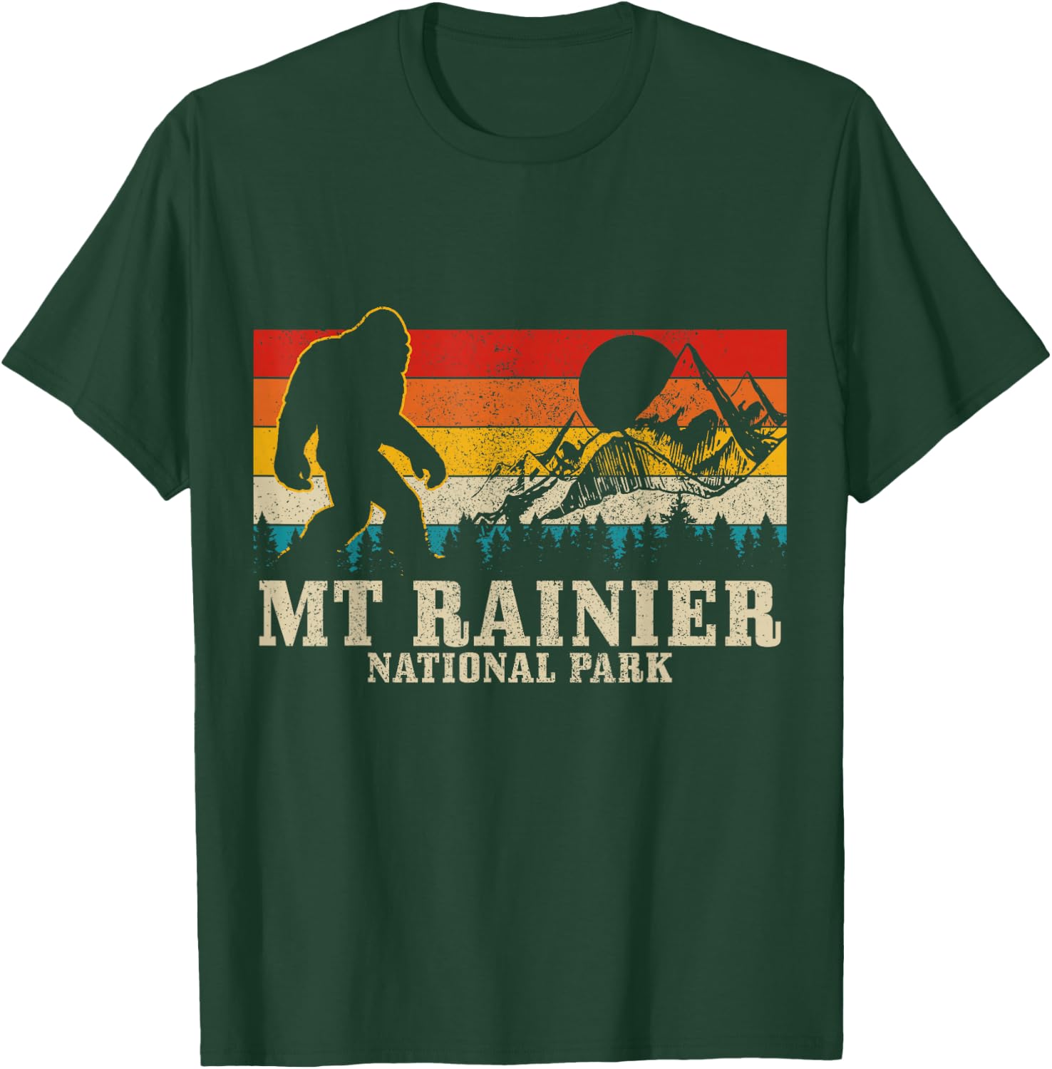 Mt. Rainier Bigfoot Vintage Mountain Hiking Washington PNW T-Shirt - T-Shirt | Forest