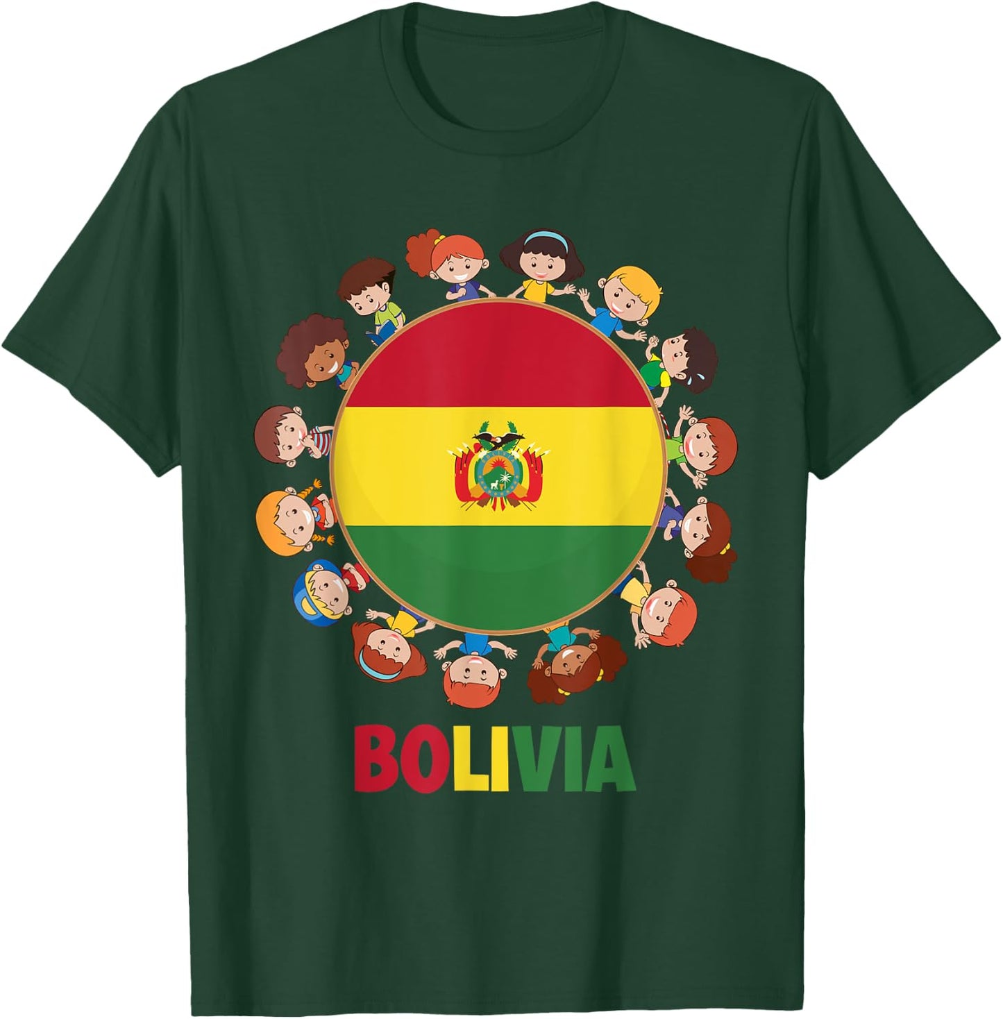 Bolivian Flag Hispanic Heritage Month Bolivia Kids Boy Girls T-Shirt - T-Shirt | Forest