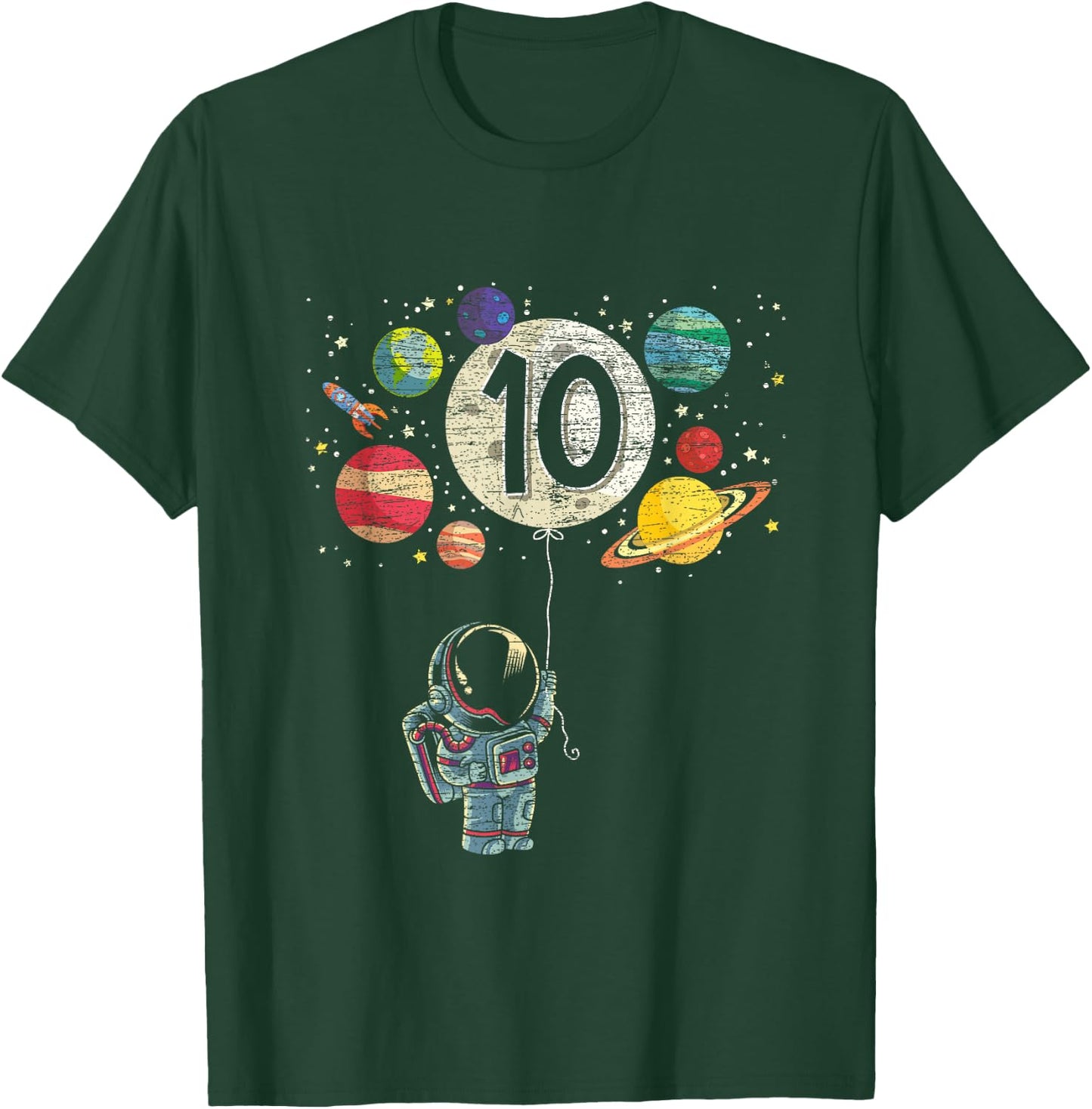 10 Years Old Birthday Boy Gifts Astronaut 10th Birthday T-Shirt - T-Shirt | Forest