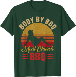 Body by BBQ Vintage Meat Church Grilling Barbecue T-Shirt - T-Shirt | Forest