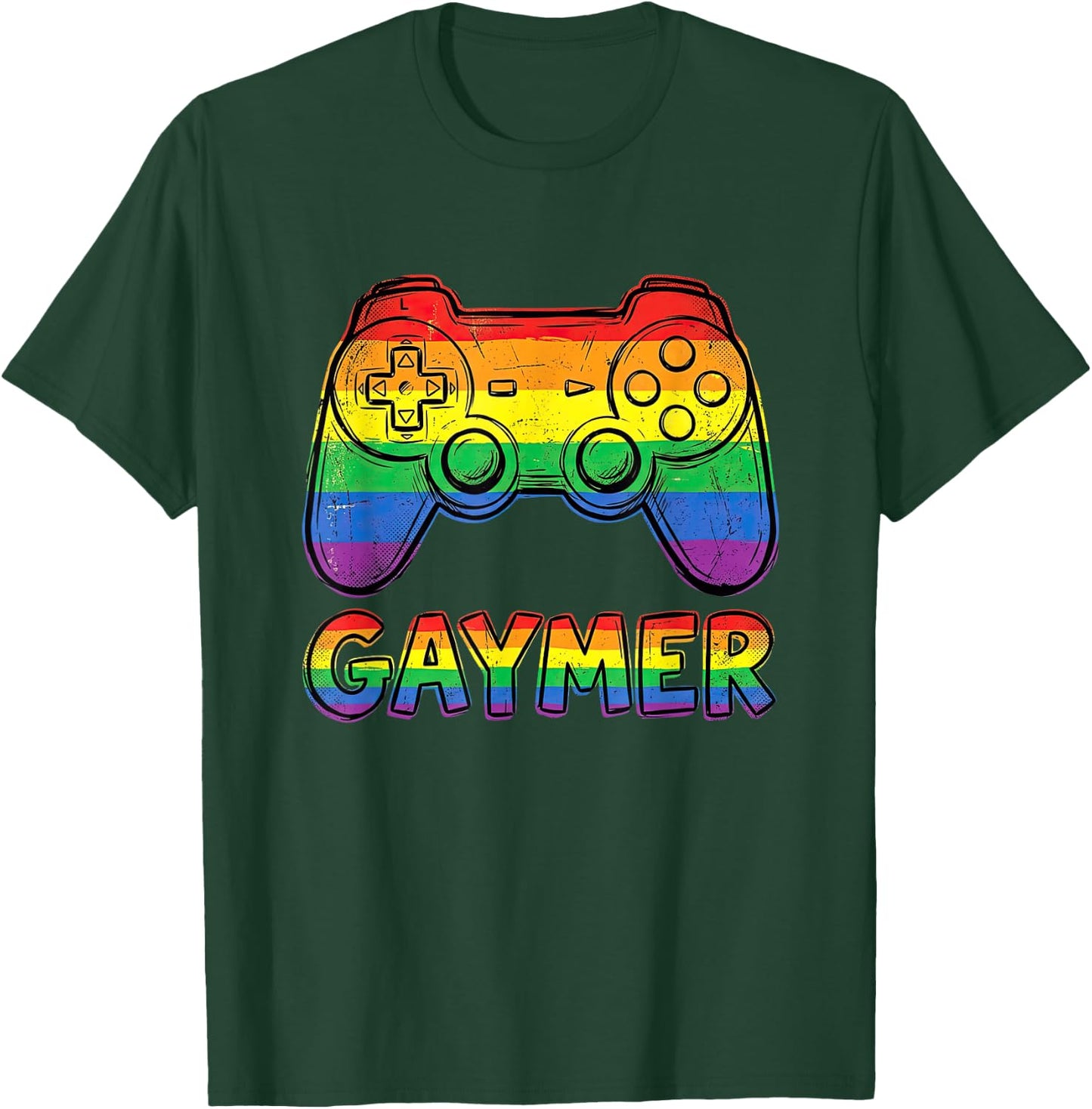 Gaymer Funny Gay Gamer Rainbow LGBTQ Pride Month Video Games T-Shirt - T-Shirt | Forest