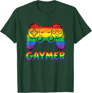 Gaymer Funny Gay Gamer Rainbow LGBTQ Pride Month Video Games T-Shirt - T-Shirt | Forest