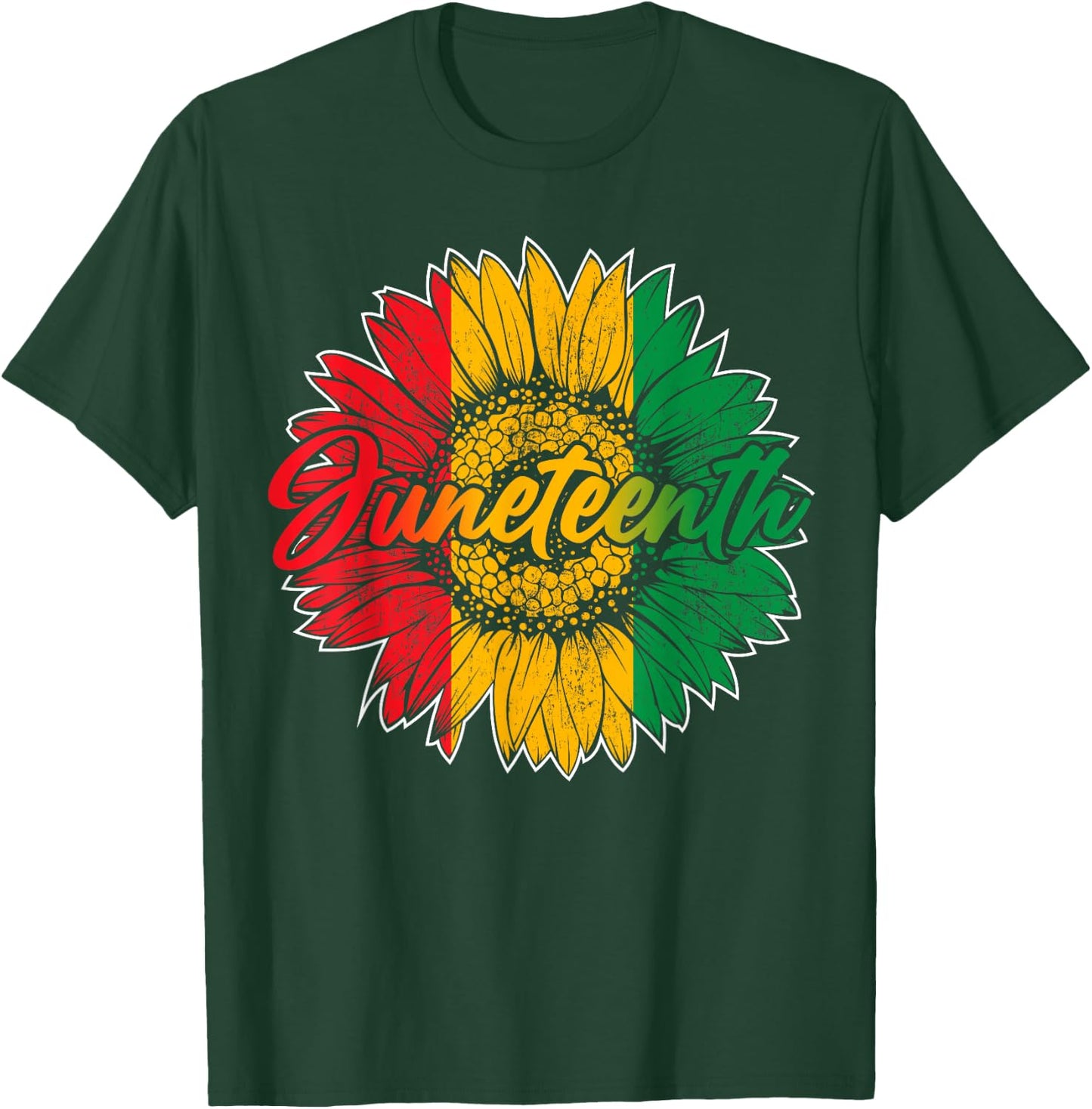 Juneteenth Sunflower African American Women Men Juneteenth T-Shirt - T-Shirt | Forest