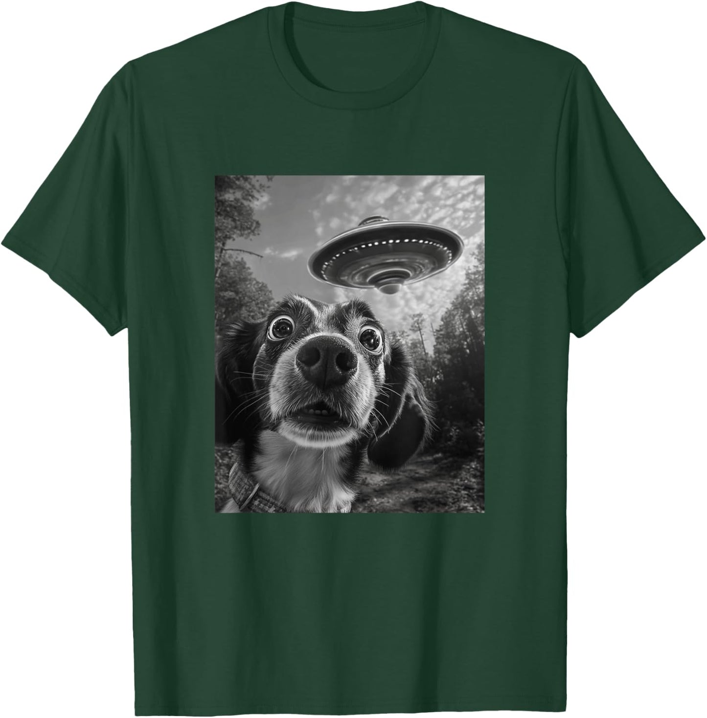 Dog UFO Meme - Funny Dog Selfie with UFO Men Women Kids T-Shirt - T-Shirt | Forest