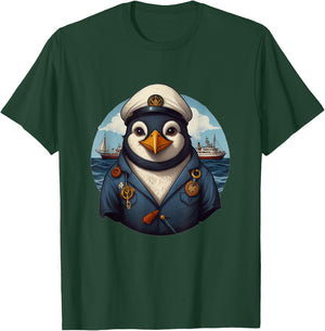 Penguin Captain Sailor on High Seas Coast Ship Anchor T-Shirt - T-Shirt | Forest