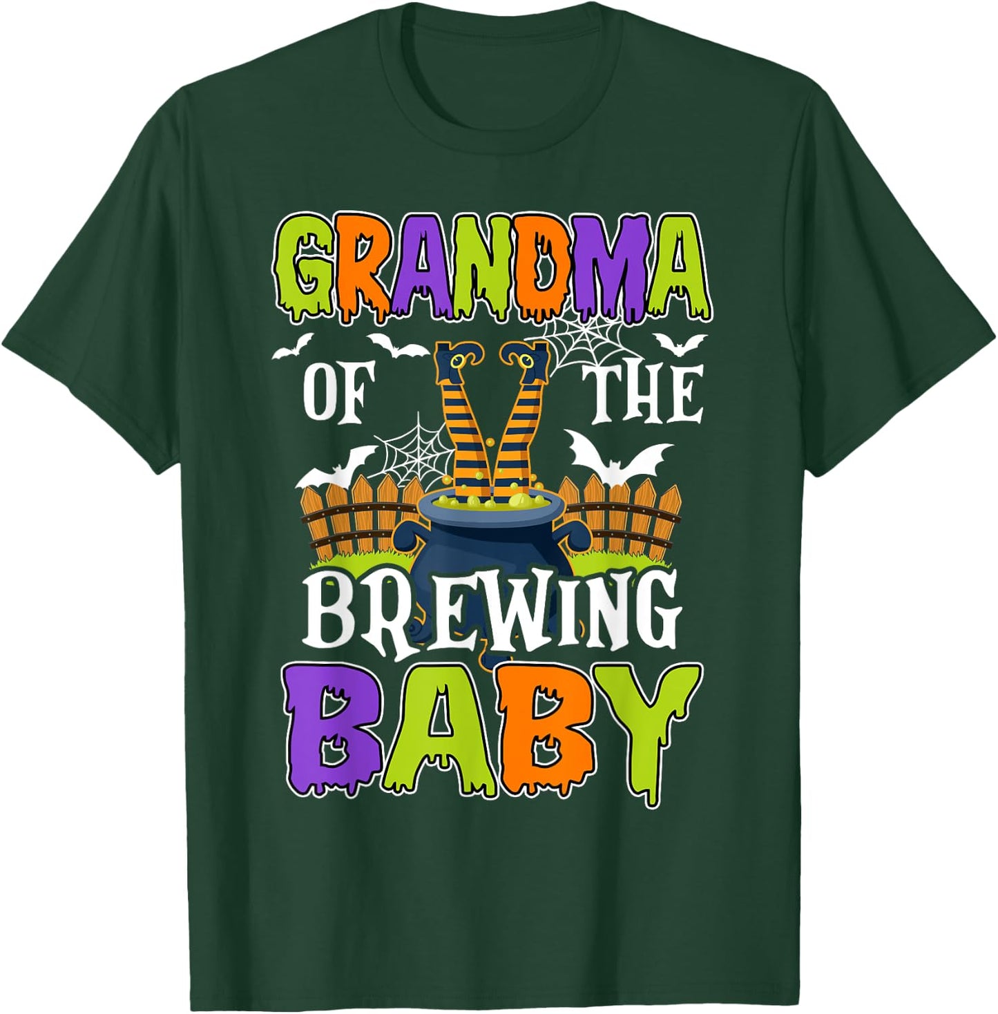 Grandma Of The Brewing Baby Halloween Witch Baby Funny T-Shirt - T-Shirt | Forest