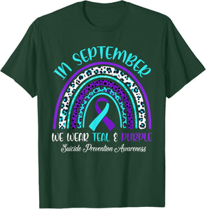 In September We Wear Teal & Purple Rainbow Suicide Awareness T-Shirt - T-Shirt | Forest