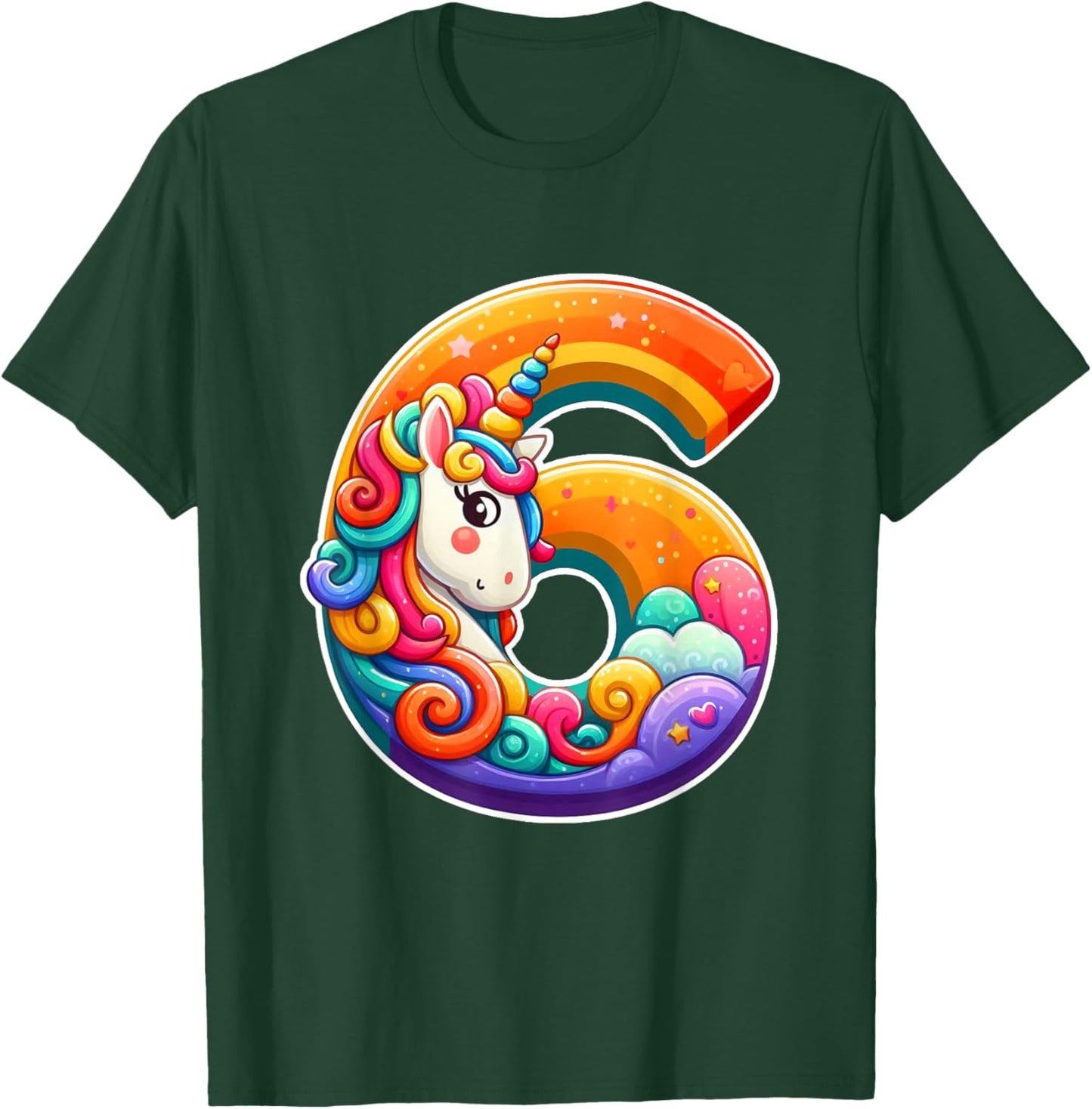Unicorn 6th Birthday Girl 6 Years Old T-Shirt - T-Shirt | Forest