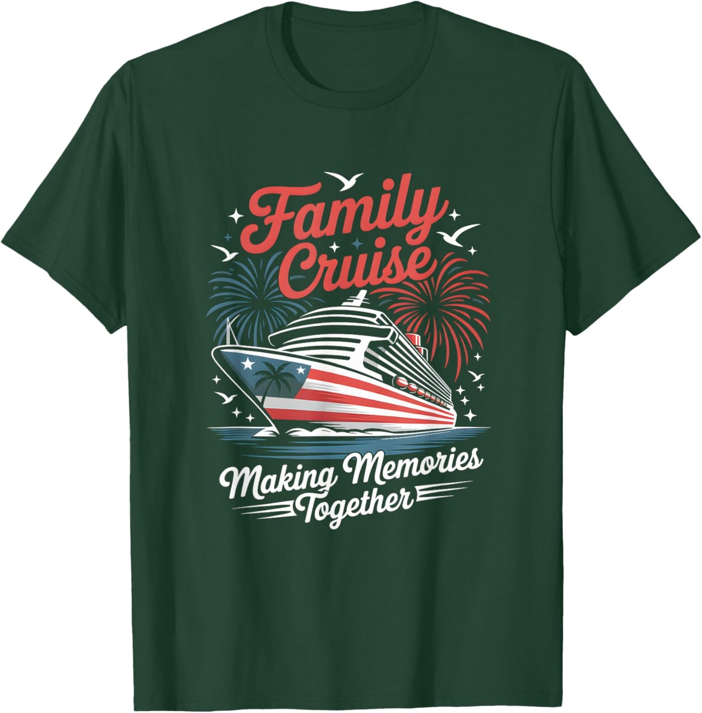 Family Cruise 4th of July Patriotic USA American Flag Party T-Shirt - T-Shirt | Forest
