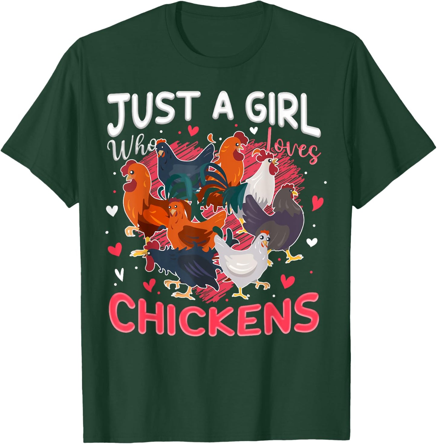 Girl Who Loves Chickens Farmer Animal Farm For Chicken Girls T-Shirt - T-Shirt | Forest
