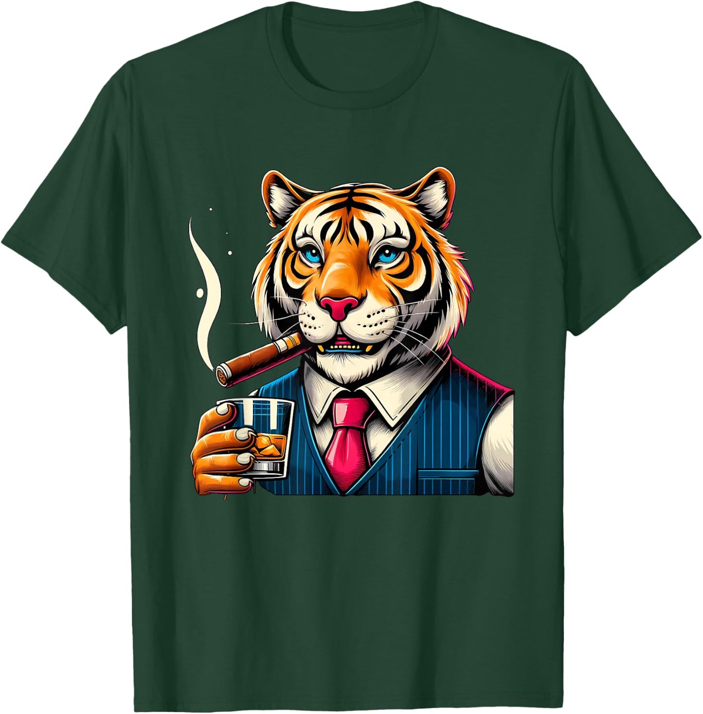 Bengal Tiger Cigar And Whiskey T-Shirt - T-Shirt | Forest