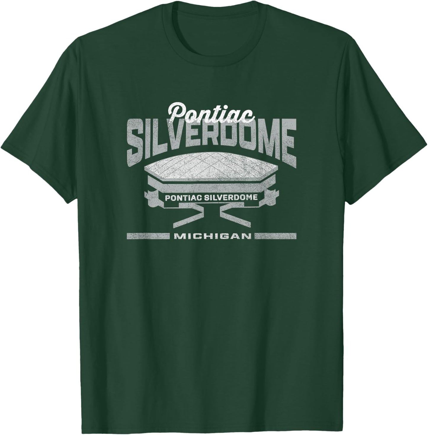 Pontiac MI Silverdome Retro Football Vintage Stadium Detroit T-Shirt - T-Shirt | Forest