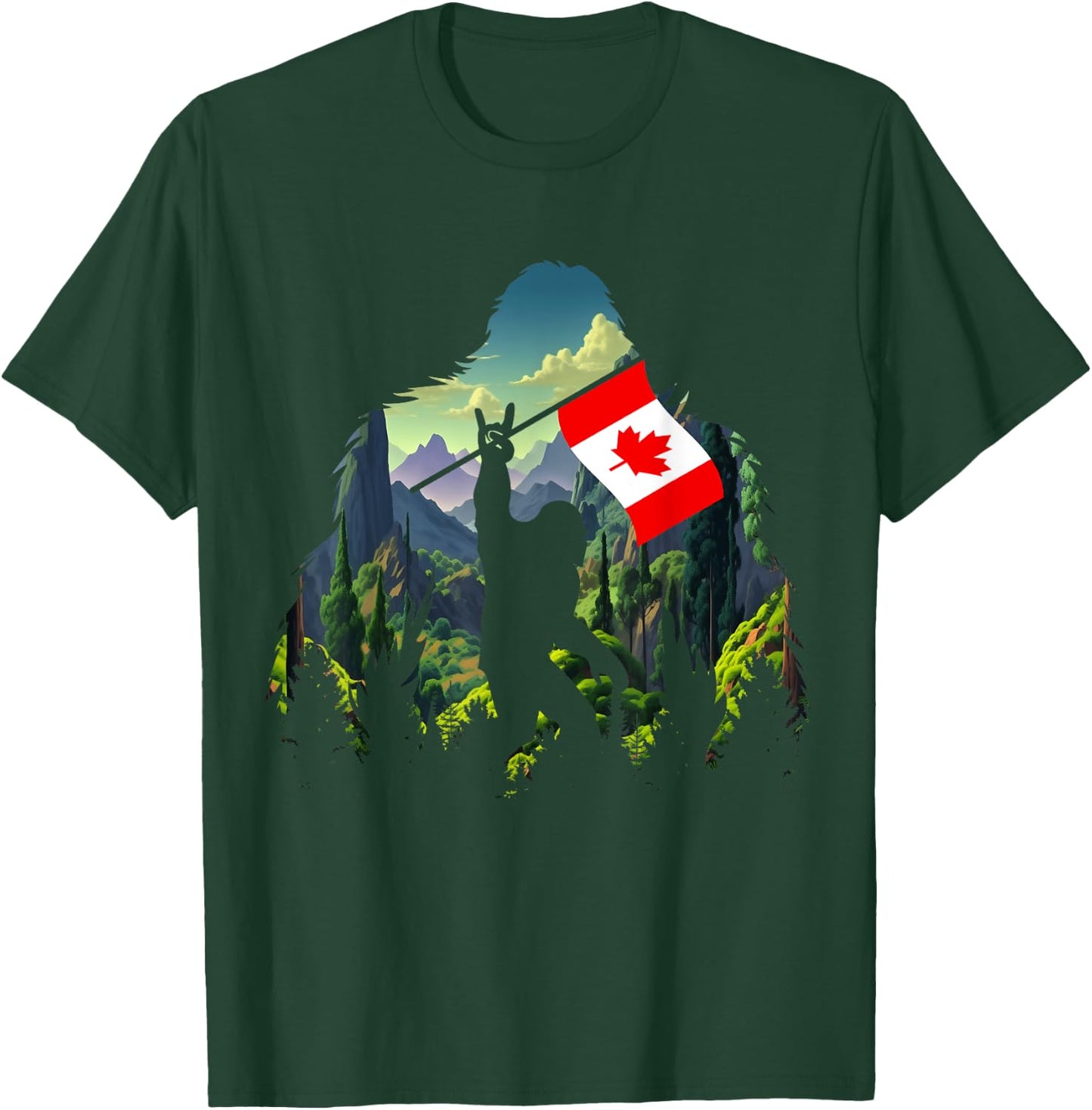 Bigfoot Lover Camper Maple Leaf Canadian Flag Canada Day T-Shirt - T-Shirt | Forest