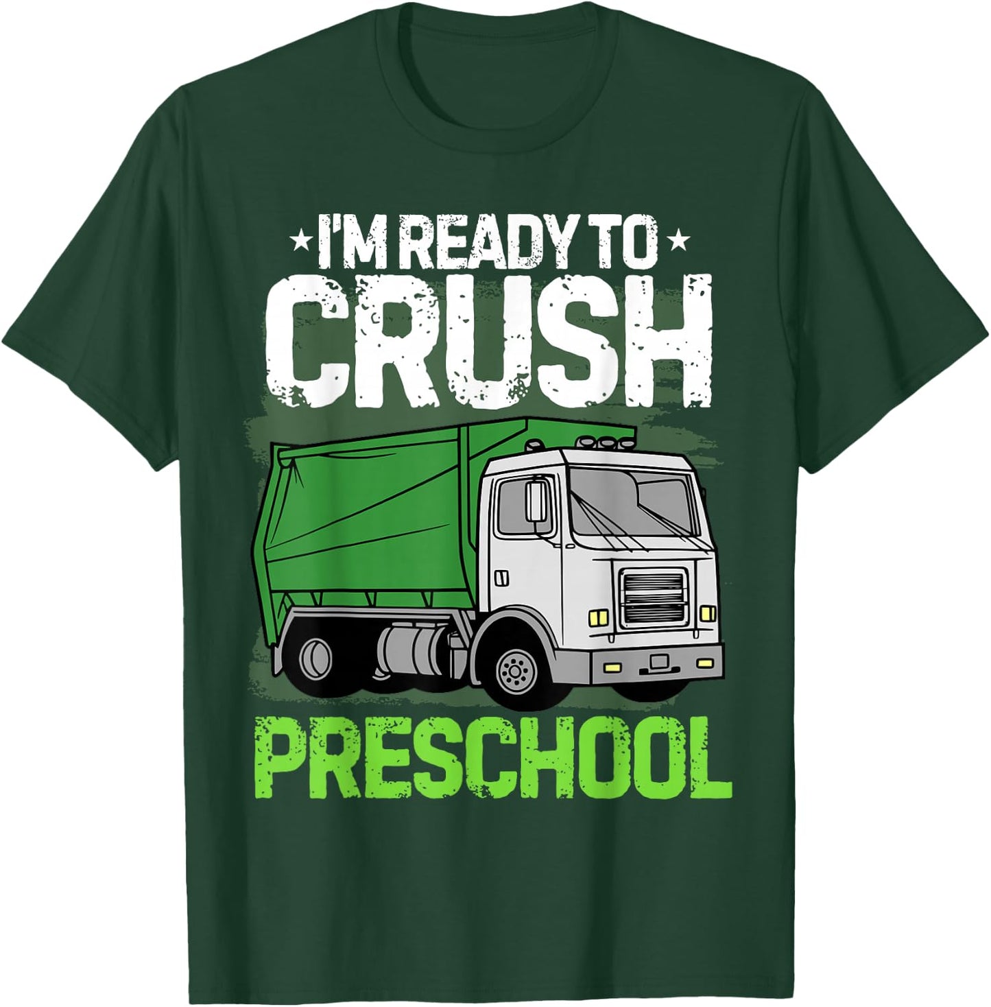 Back To School First Day Of Preschool Garbage Truck Boys T-Shirt - T-Shirt | Forest
