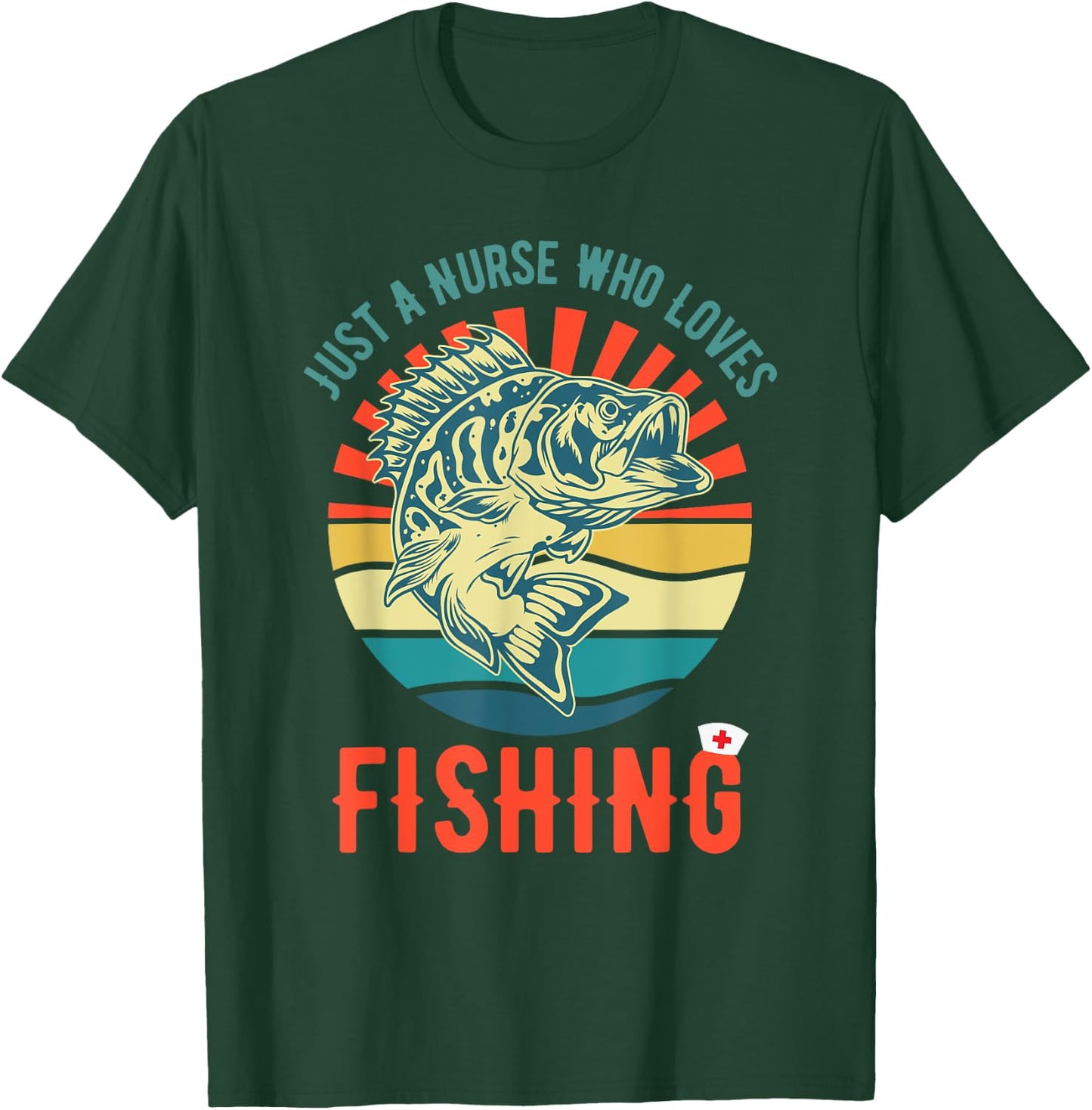 Just a Nurse Who Loves Fishing Retro Fisherman Gifts T-Shirt - T-Shirt | Forest