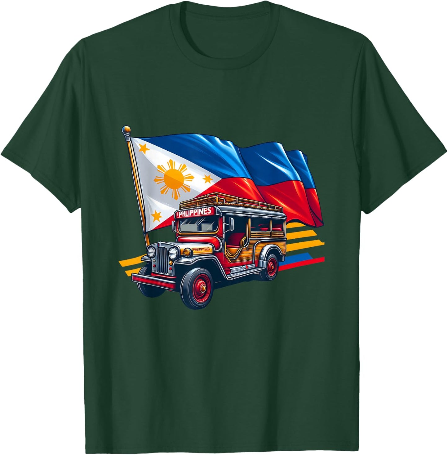 Philippines Flag Proud Filipino Souvenir Philippines Jeepney T-Shirt - T-Shirt | Forest