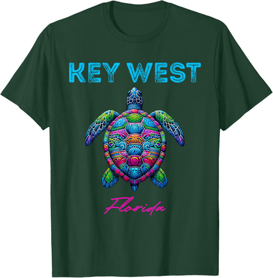 Key West Florida Tribal Beach Sea Turtle T-Shirt - T-Shirt | Forest
