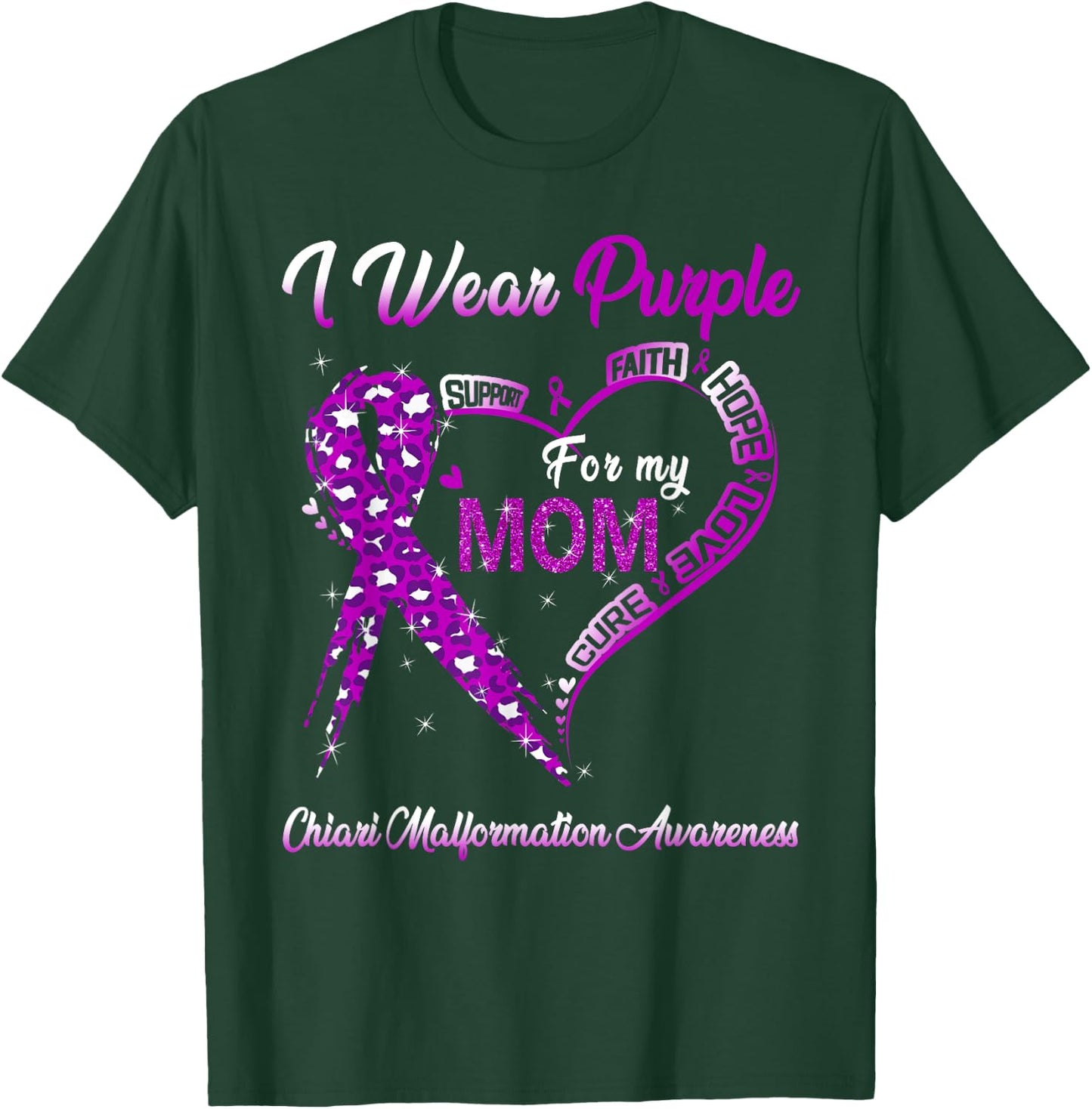 I Wear Purple For My Mom Chiari Malformation Awareness T-Shirt - T-Shirt | Forest