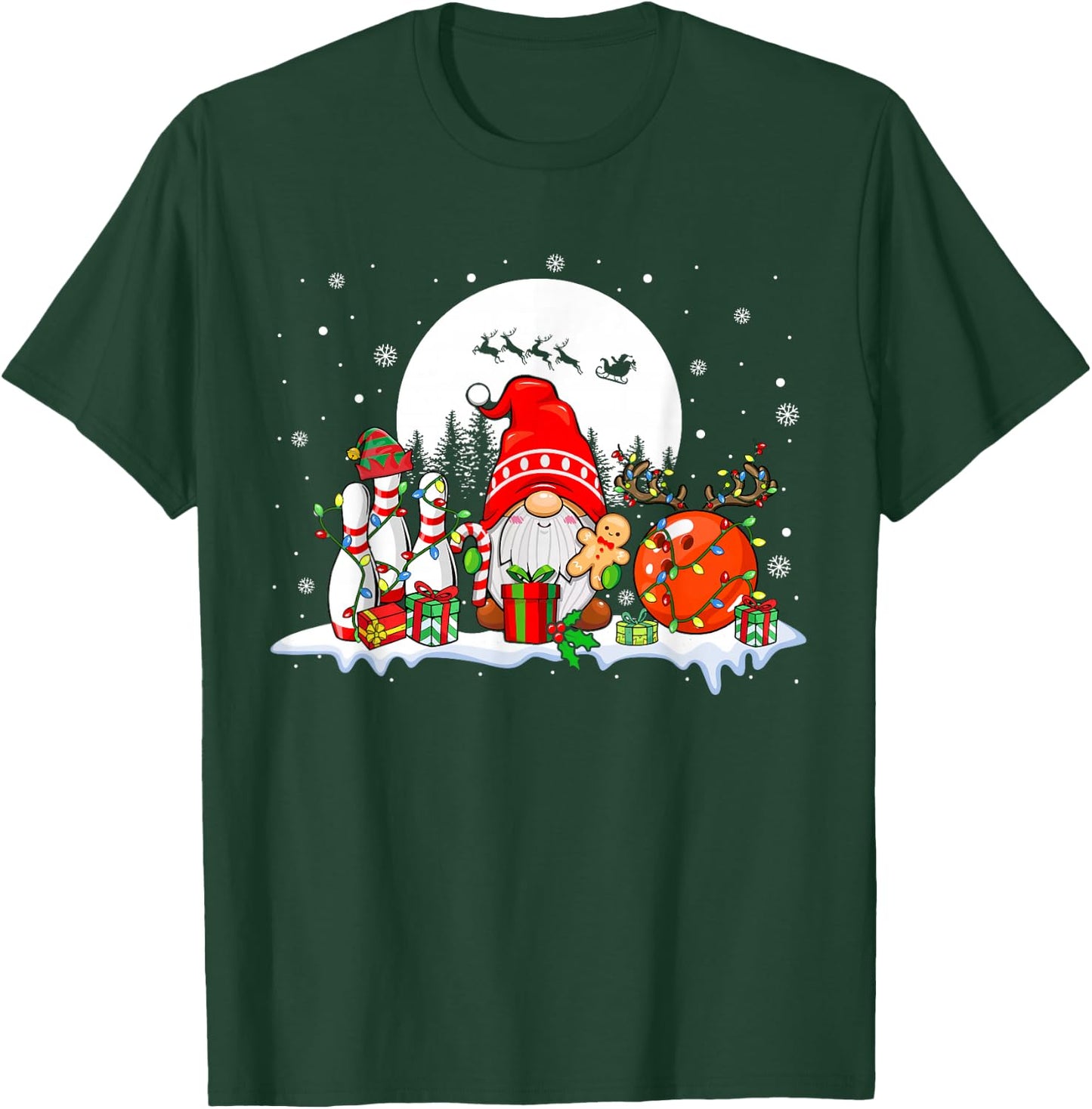 Gnome With Bowling Equipment Christmas Costume Player Fan T-Shirt - T-Shirt | Forest