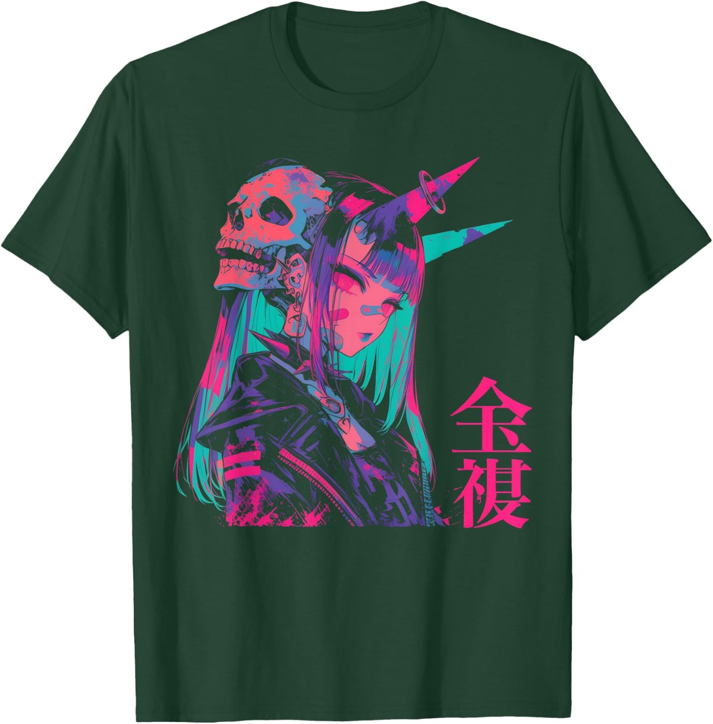 Goth Grunge Demon Anime Girl Waifu Horror Alt Aesthetic T-Shirt - T-Shirt | Forest