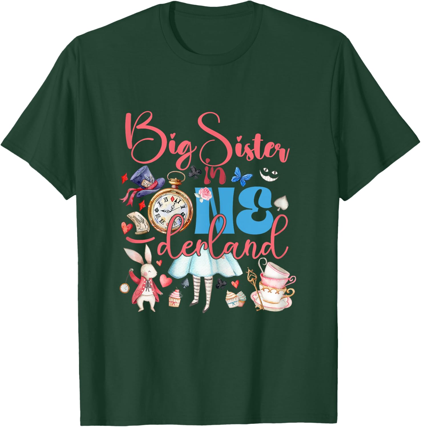 Alice Big Sister in ONEderland Birthday Family T-Shirt - T-Shirt | Forest