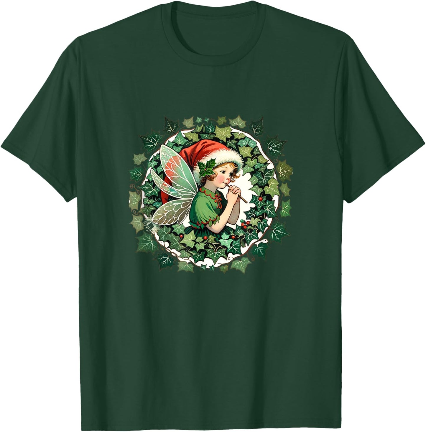 Yule Fairy Cute Ivy Wreath T-Shirt - T-Shirt | Forest