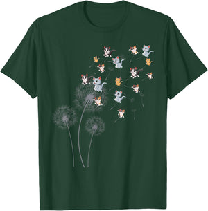 Cat Cat Girls Cute Dandelion Flower T-Shirt - T-Shirt | Forest