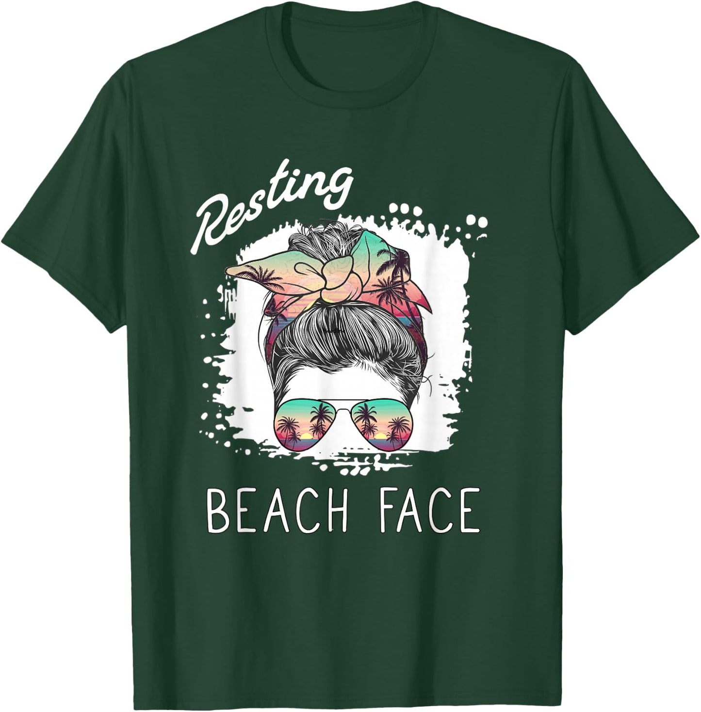 Resting Beach Face Funny Retro Beach Vacation T-Shirt - T-Shirt | Forest
