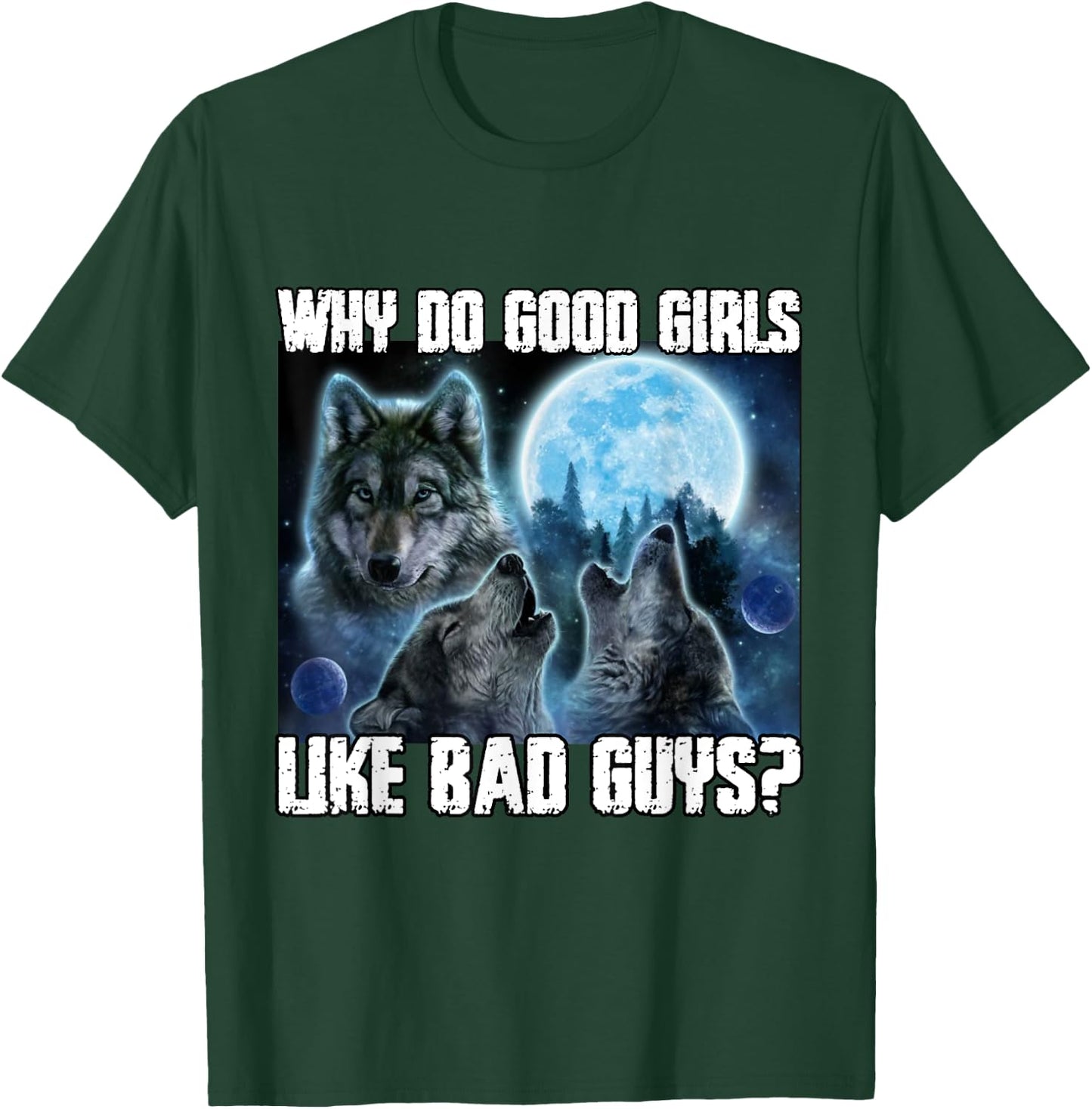 Human By Chance Alpha By Choice Funny Werewolf Wolf Meme T-Shirt - T-Shirt | Forest
