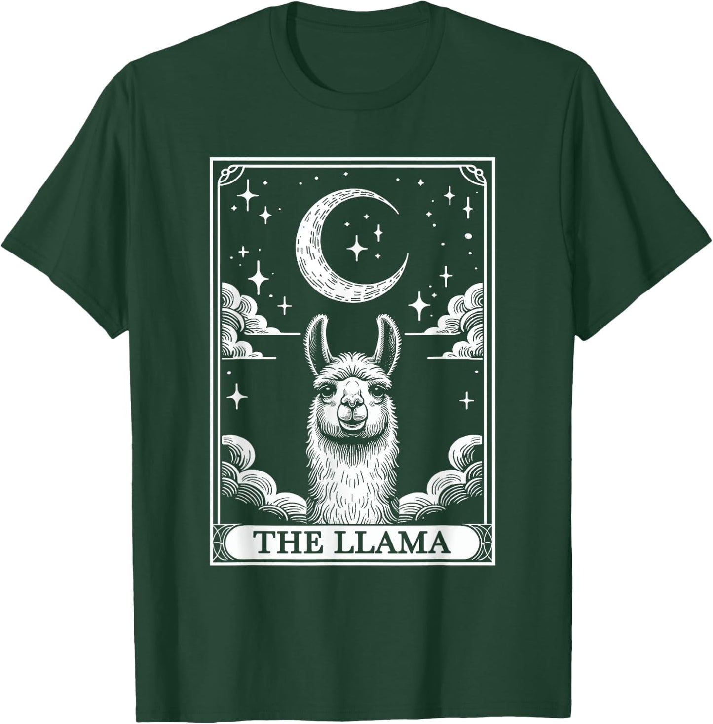 Tarot Card Vintage Crescent Moon Llama Animal Lovers T-Shirt - T-Shirt | Forest
