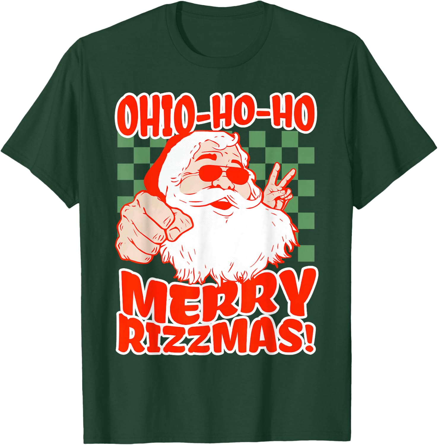 Ohio Merry Rizzmas Rizzler Santa Christmas Meme Brainrot T-Shirt - T-Shirt | Forest