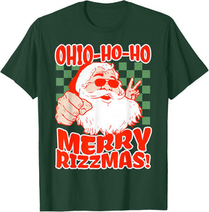 Ohio Merry Rizzmas Rizzler Santa Christmas Meme Brainrot T-Shirt - T-Shirt | Forest