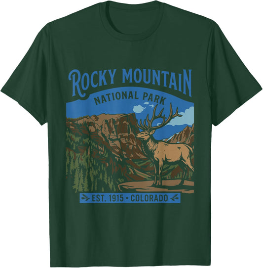 Rocky Mountain National Park Colorado Vintage Design T-Shirt - T-Shirt | Forest
